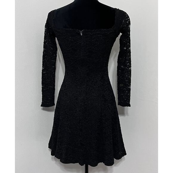 90s Laundry by Shelli Segal Black Lace Short Gothic Whimsigoth Sz 4 Dress Small - Picture 8 of 14
